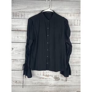 Decker Black Button Down Top Flutter Sleeve Witchy Boho Western Whimsigoth Small